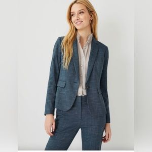 Ann Taylor Suit in Teal Jade Crosshatch